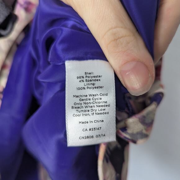 Talbots Skirt Womens 14 Purple Floral Pencil Feminine Romantic Midi Office Date - Picture 5 of 5